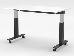 Mara Follow Height Adjustable Mobile Tilting Table 299R White Top Black Frame 1600Mm