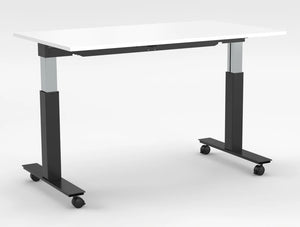 Mara Follow Height Adjustable Mobile Tilting Table 299R White Top Black Frame 1800Mm