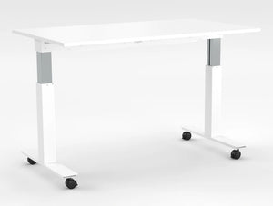 Mara Follow Height Adjustable Mobile Tilting Table 299R White Top White Frame 1400Mm