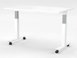 Mara Follow Height Adjustable Mobile Tilting Table 299R White Top White Frame 1600Mm