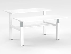 Mara Follow Sit Stand Bench Desk 299B White Top White Frame 1600Mm