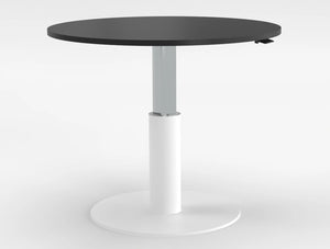 Mara Follow Round Adjustable Table 299K Black Top White Frame 900Mm