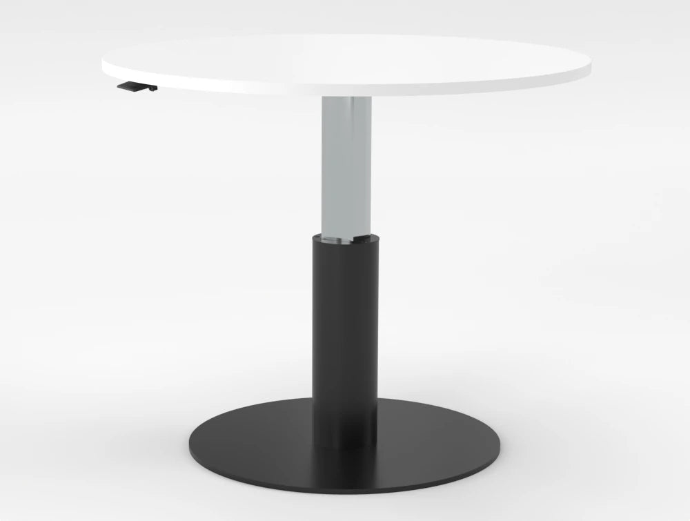 Mara Follow Round Adjustable Table 299K White Top Black Frame 1000Mm