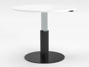 Mara Follow Round Adjustable Table 299K White Top Black Frame 900Mm