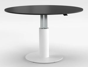 Mara Follow Round Adjustable Table 299M Black Top White Frame 1200Mm