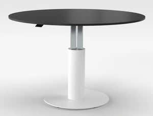 Mara Follow Round Adjustable Table 299M Black Top White Frame 1400Mm