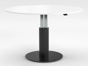 Mara Follow Round Adjustable Table 299M White Top Black Frame 1200Mm