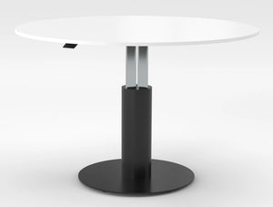 Mara Follow Round Adjustable Table 299M White Top Black Frame 1400Mm