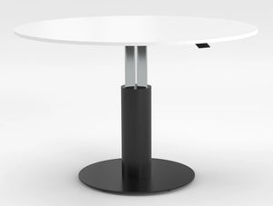 Mara Follow Round Adjustable Table 299M White Top Black Frame 1600Mm
