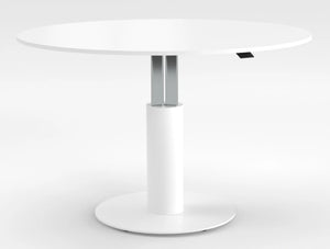 Mara Follow Round Adjustable Table 299M White Top White Frame 1200Mm