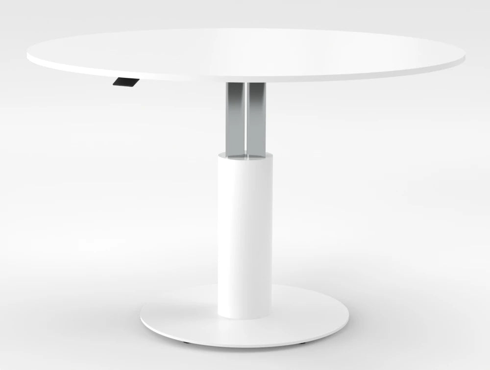 Mara Follow Round Adjustable Table 299M White Top White Frame 1400Mm