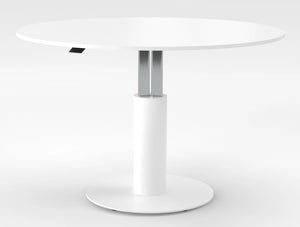 Mara Follow Round Adjustable Table 299M White Top White Frame 1400Mm