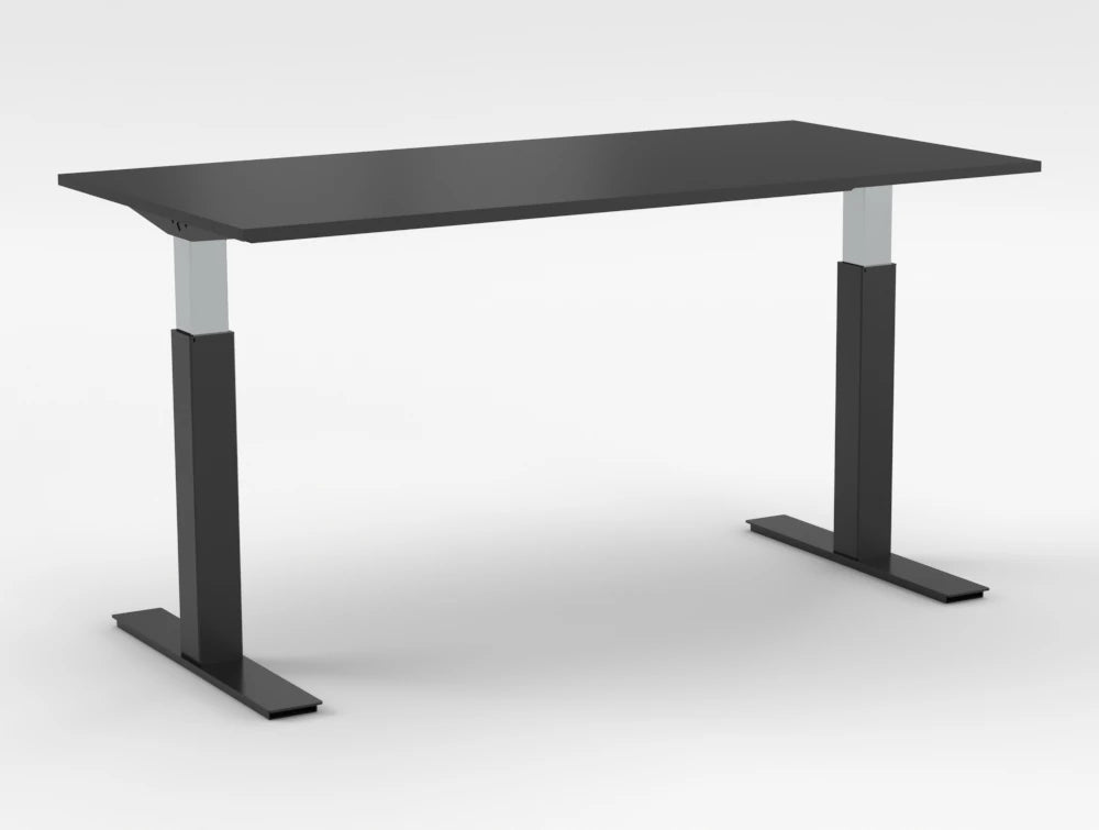 Mara Follow Sit Stand Desk 299F Black Top Black Frame 1600Mm