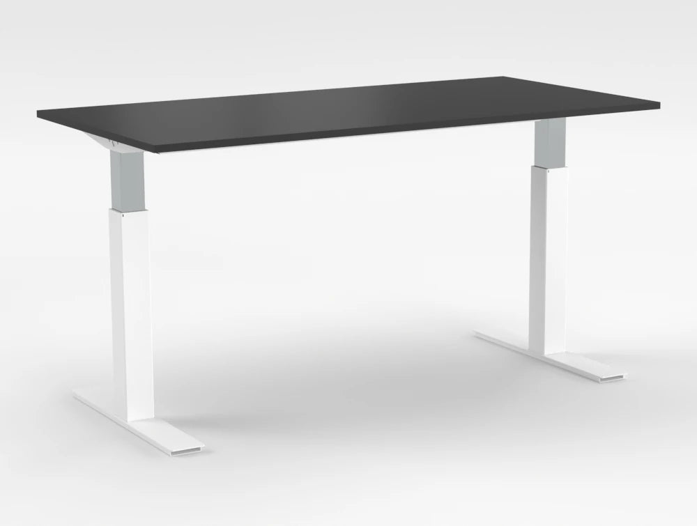 Mara Follow Sit Stand Desk 299F Black Top White Frame 1600Mm