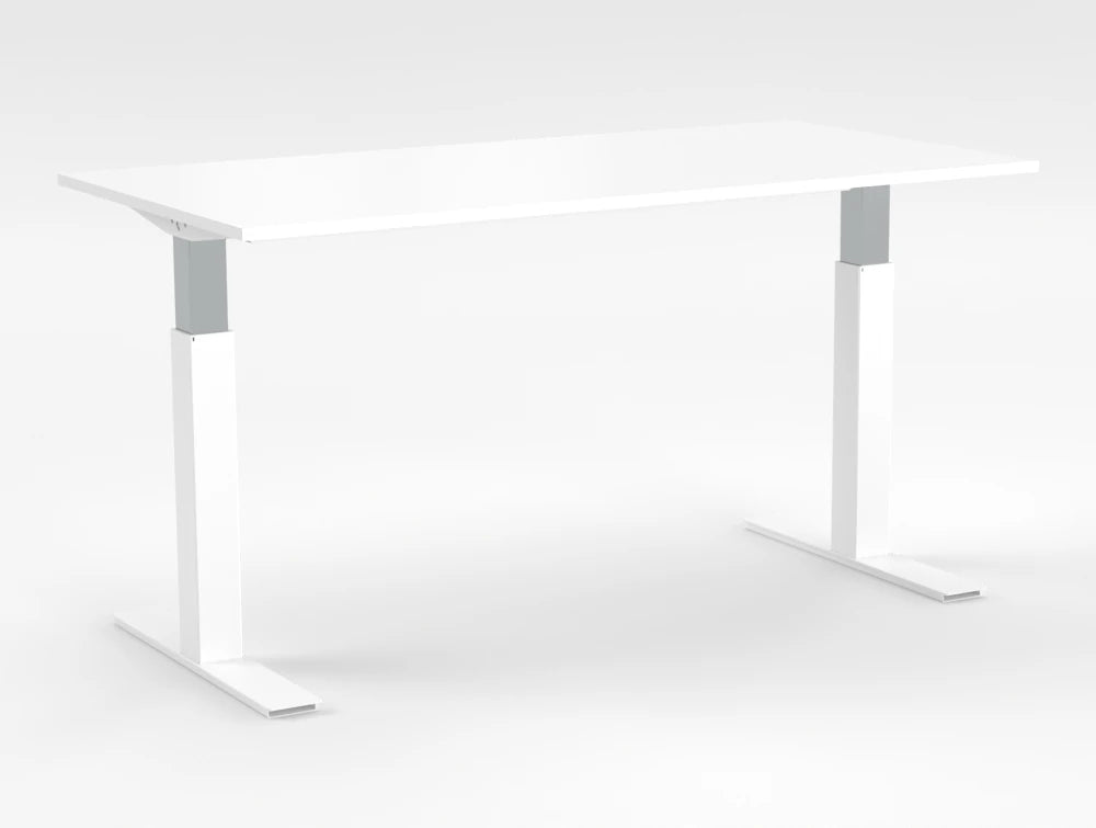 Mara Follow Sit Stand Desk 299F White Top White Frame 1400Mm
