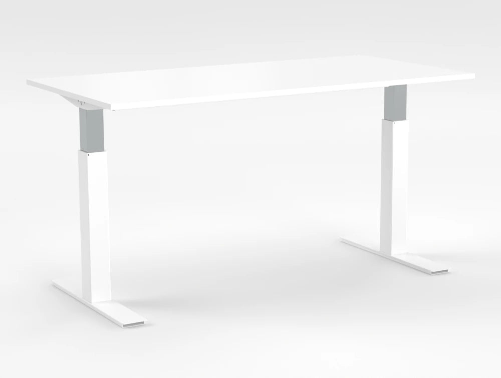 Mara Follow Sit Stand Desk 299F White Top White Frame 1600Mm