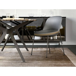 Montecarlo 4 Leg Dining Chair 5 In Grey With Rectangular Table