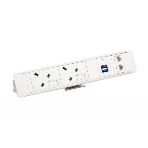 Orion On Desk Power Module With 2X Power, 2X Data And 2X Usb Charge   White 1606989146
