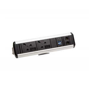 Protea On Desk Power Module With 2X Power, 2X Data And 2X Usb Charge   Black 1607011479