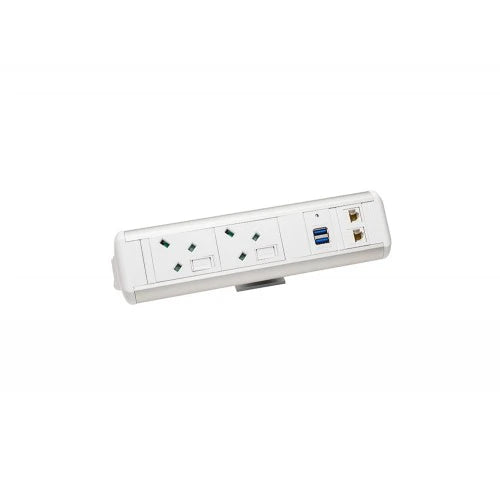 Protea On Desk Power Module With 2X Power, 2X Data And 2X Usb Charge   White 1607011043
